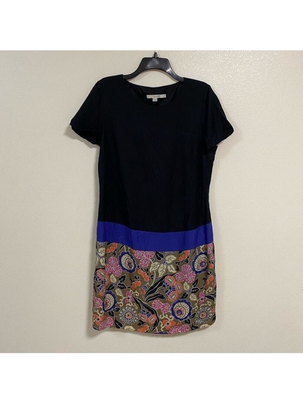 Boden Dress Women’s Size 10R Black Blue Floral Brompton Silk blend Sheath Dress